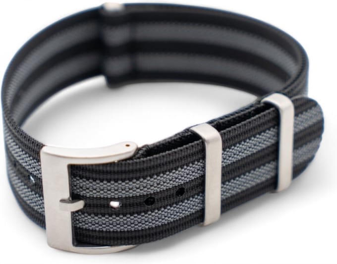 Watch Mates - Premium NATO Strap - Nylon - Zwart & Grijs - 20 mm - James Bond - Gratis Tool & Pushpins