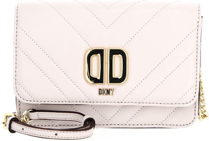 DKNY Leren Schoudertas Dlephine Lthr Crossbody Bag Pebble Crème