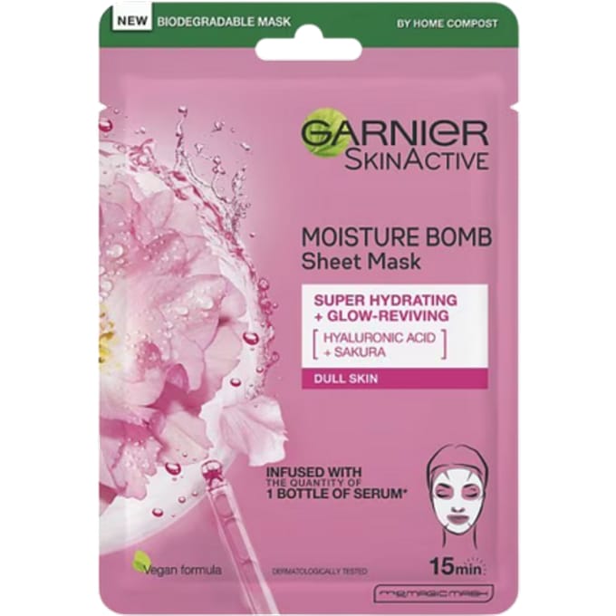 Garnier SkinActive Hyaluronic Acid & Sakura Moisture Bomb Sheet Masker