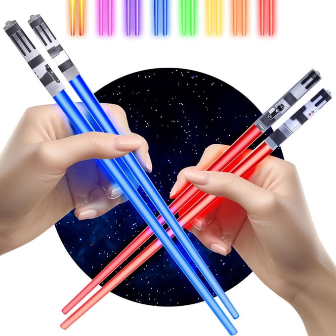 Oplichtende LED Eetstokjes (2 Paar, Blauw & Rood Licht)