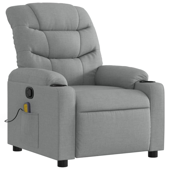 vidaXL - Massagestoel - met - lichtgrijze - stof
