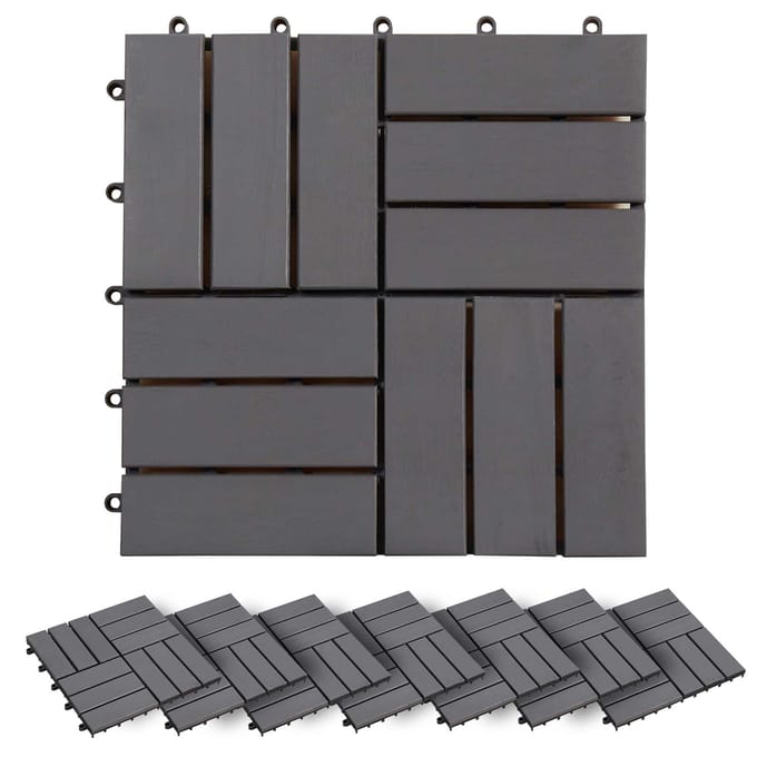 vidaXL - Terras - Tegel - 30 - st - Grijs - 30 - x - 30 - cm - Acaciahout