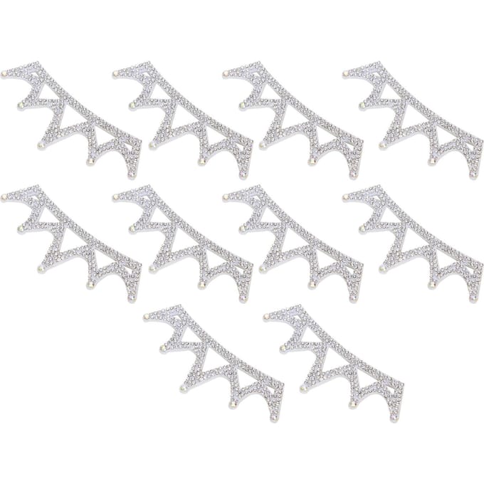 10 STKS Strass Stoffen Appliqué Kroonvormige Patches Kledingaccessoires 10x3.7cm Wit Driehoekig 10*3.7cm