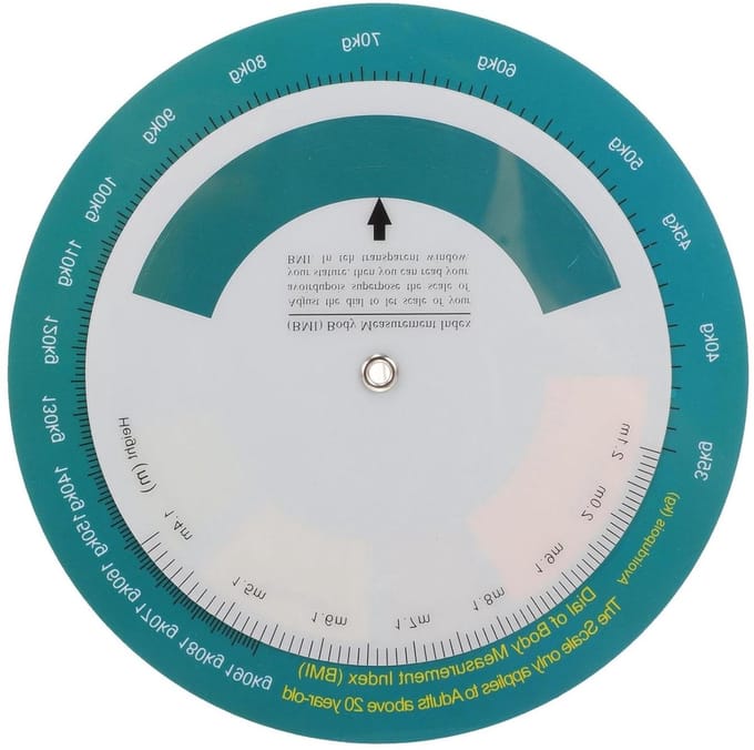 Gezondheidsmeter - BMI Tabel - Gezondheid Meten - Snel Overzicht - 15 cm Diameter - Multicolor