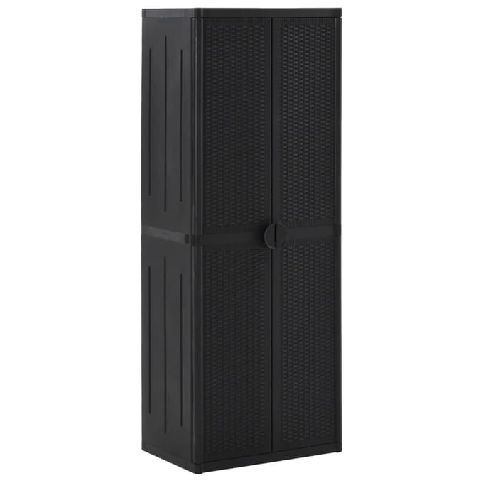 vidaXL - Tuinkast - 65x45x172 - cm - PP - rattan - zwart