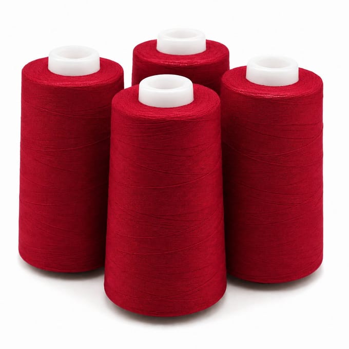 Polyester Overlockgaren – 4 Cones × 2700 m – Totaal 10.800 m – Rood 021