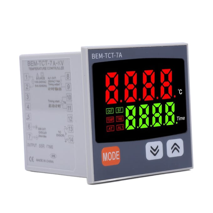 Thermostaat Tijd Digitaal Display K Type Ingang Multifunctionele Thermostaat voor Hittepersmachine 100‑240V black