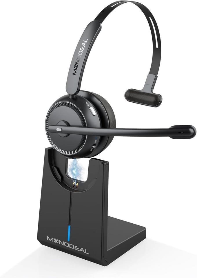 Draadloze Bluetooth-headset met microfoon en ruisonderdrukking voor PC en kantoor