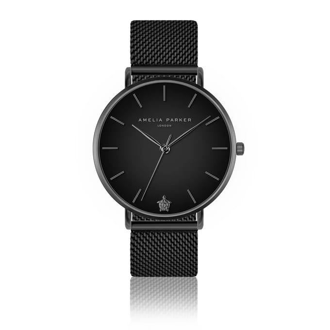 Dameshorloge Amelia Parker Jet Black Black Mesh