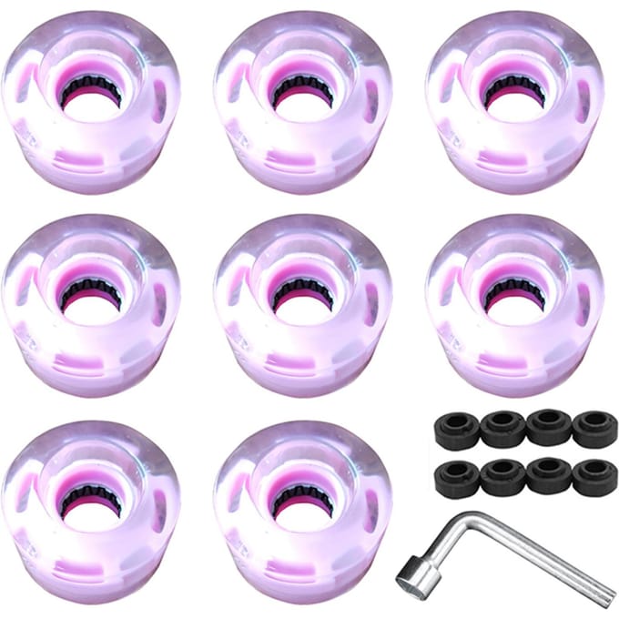 8 stuks Skateboard Wielen LED Lichtgevende Vervangingswielen Longboard Wielset 78A PU Kussenwiel voor roze