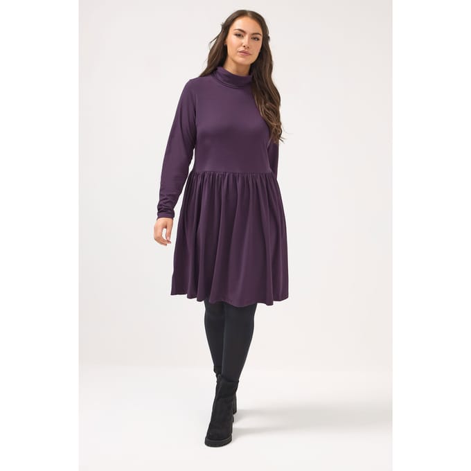 Yours Paarse Peplum Minijurk Met Col Size 46