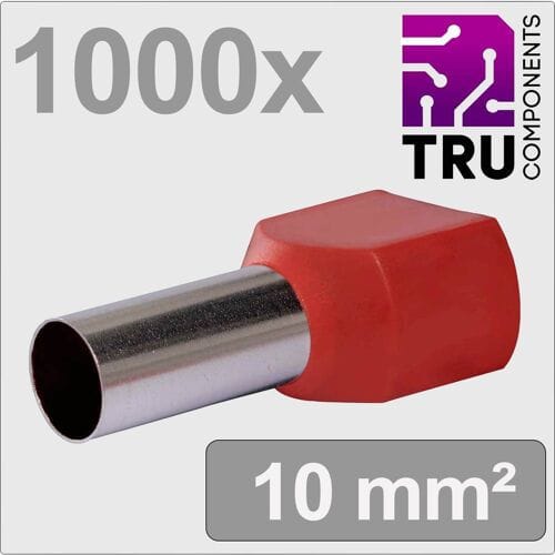 TRU COMPONENTS TC-13377252 Dubbele adereindhulzen 10 mm² Deels geïsoleerd Rood 1000 stuk(s)