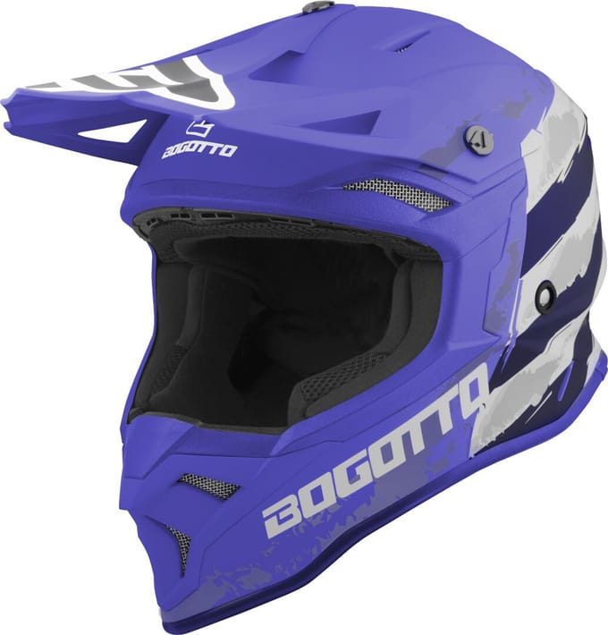 Bogotto V337 Wild-Ride Blauw Zwart Wit Crosshelm - Helm