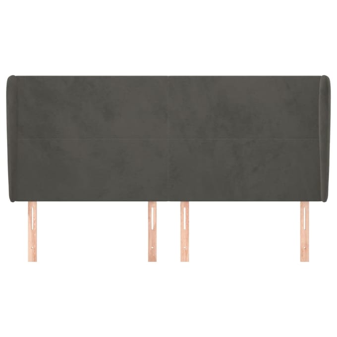 vidaXL - Hoofdbord - met - randen - 203x23x118/128 - cm - fluweel - donkergrijs