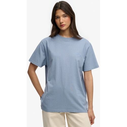 Superdry Essential T-shirt met Logo en Losse Pasvorm Light Blue Grootte: 44