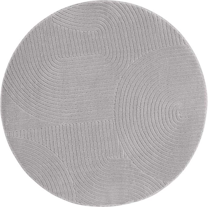 Rond zacht vloerkleed - Fuzz Waves grijs 80