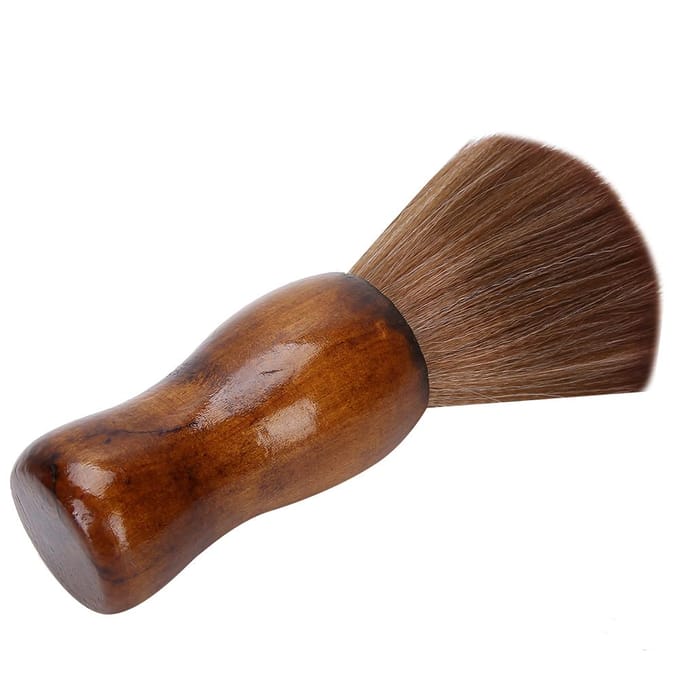 Brosse Balayeur Cheveux Cassés Manche en Bois Brosse Douce Brosse Dépoussiéreur Cou Cheveux pour Salon brown