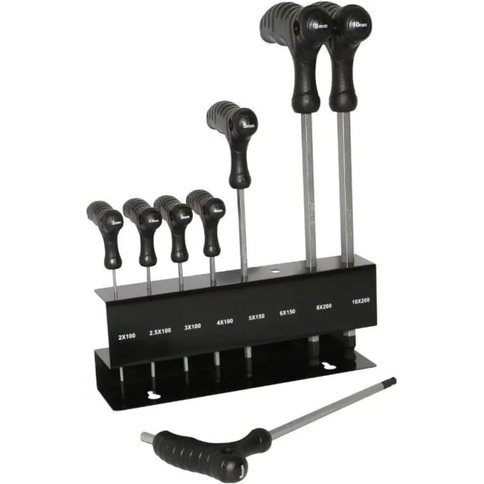 Set van 8 stuks inbussleutels t + kogelkop P2R