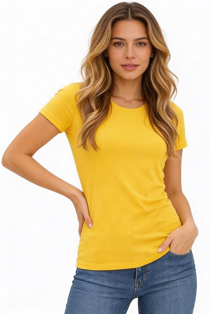 Basic Dames T-shirt Geel - Shirt - Katoen