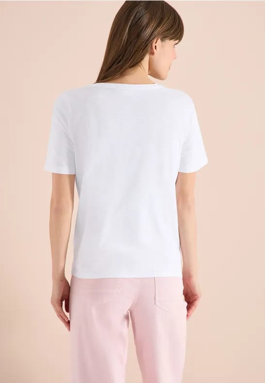 Shirt met korte mouwen en gespleten hals