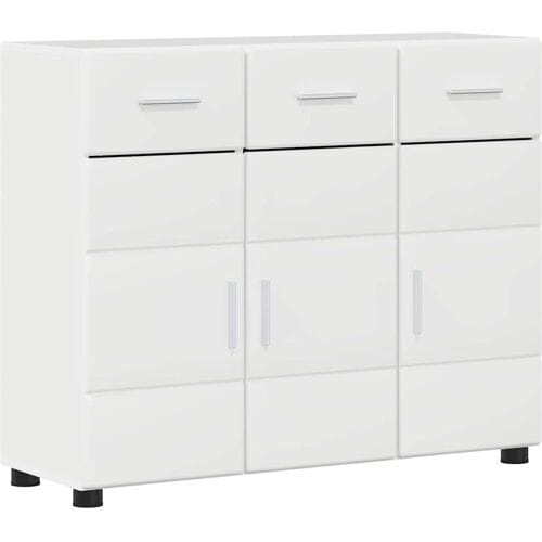 vidaXL - Dressoir - FLORIN - 88,5 - x - 30,5 - x - 73 - cm - Hoogglans - wit - Bewerkt - hout
