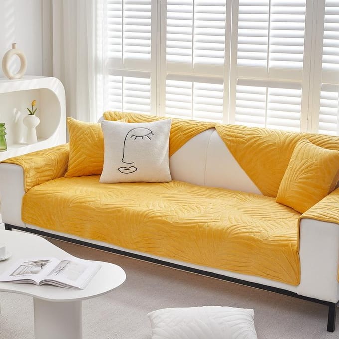 Coussin de Canapé Hiver Peluche Antidérapant Simple Coussin d'Assise Quatre Saisons Épaissi Plus Velours Housse de Canapé 70*70cm white