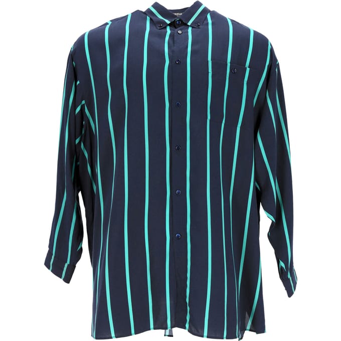 Balenciaga Gestreepte Overhemd in Marineblauwe Polyester