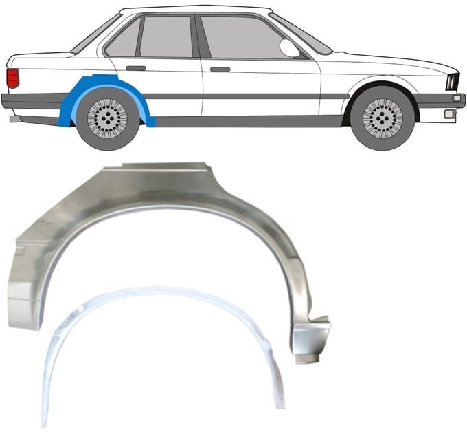 Reparatiepaneel achterspatbord voor BMW 3 E30 1982-1987 / Rechts / Set