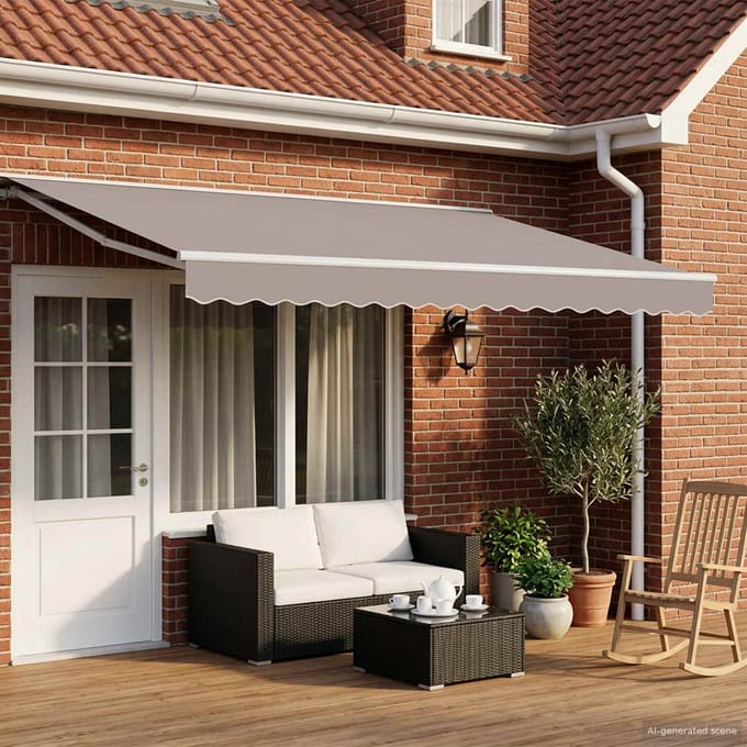 vidaXL - Handmatig - Afsheringsframe - Verstelbaar - Wit - 4 - × - 3,5 - m - Staal