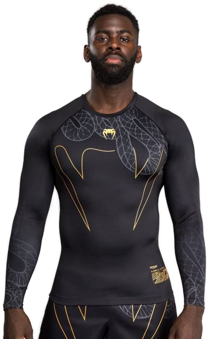 Venum Serpenti Rashguards L/S Zwart Zilver Goud - S