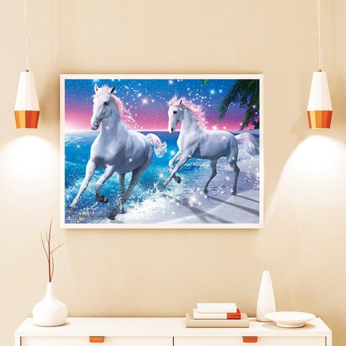 Peinture diamant 5D à faire soi-même, image de cheval, broderie diamant en strass 20X30CM blue