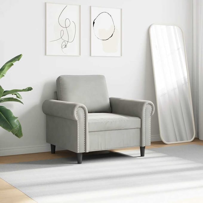 vidaXL - Fauteuil - 60 - cm - fluweel - lichtgrijs