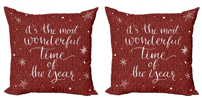 ABAKUHAUS Spreekwoord Kussenhoezen Set – 2x40x40 cm – Rood/Wit