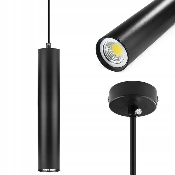 Moderne Zwarte LED Hanglamp Tuba 8W 30cm - Recht Design