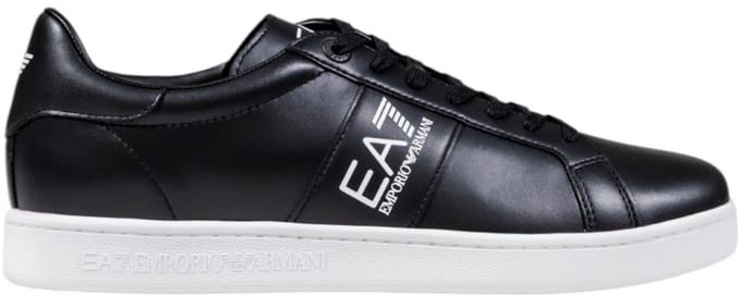 Leather Lace-Up Sneakers with Rubber Sole - Black