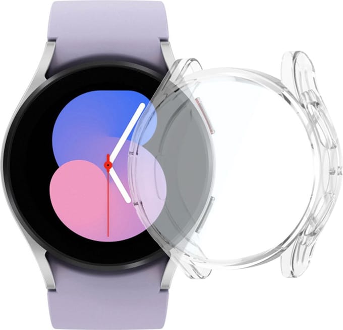 Screenprotector & Hoesje geschikt voor Samsung Watch 40mm - Volledige Bescherming - Beschermglas Screen Protector Glas