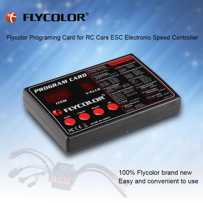 Flycolor 4 Knopen Programmeerkaart voor RC Auto's Elektronische Snelheidsregelaar