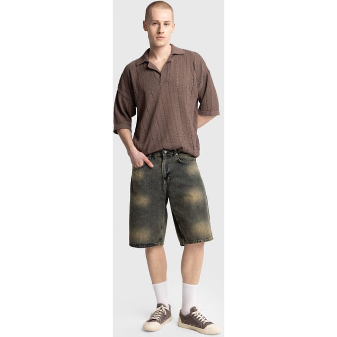 Heren Relaxed Katoenen Getextureerde Polo T-Shirt