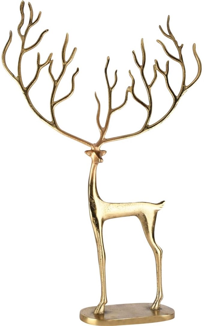 Dekoratief | Deco hert m/gewei, goud, aluminium, 41x10x61cm | A258208