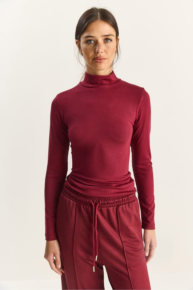 Slim Fit Lange Mouwen Halve Col Top