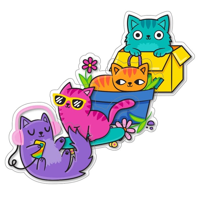 Ooly - Stickiville Stickers: Silly Kitties - Vinyl (4 Die-Cut)