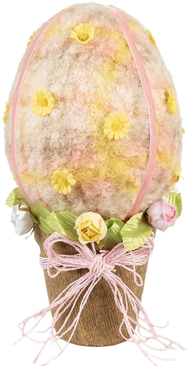 Clayre & Eef Decoratie Beeld Ei Ø 17x33 cm Roze Textiel