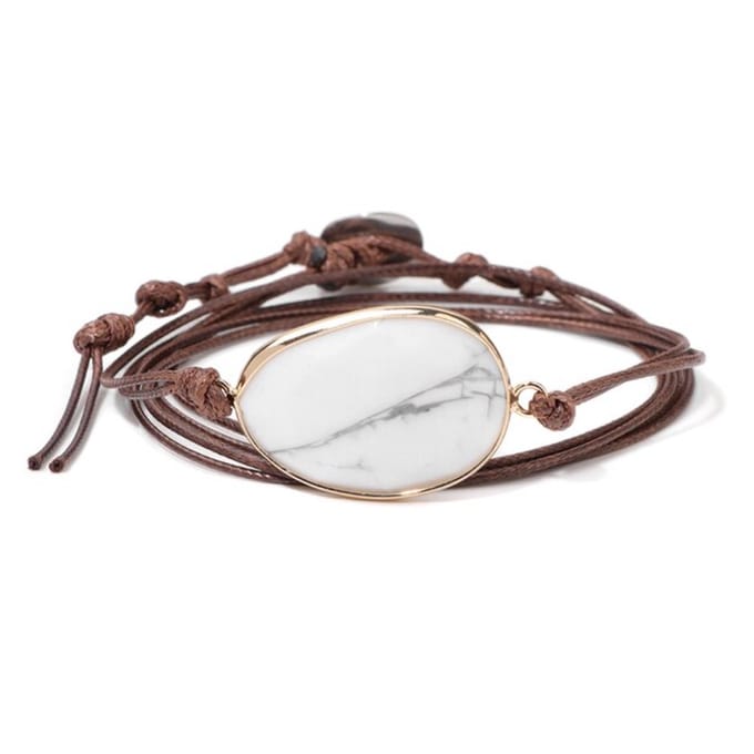 Marama - wikkelarmband edelsteen Howliet - vegan waxcord - verstelbaar - unisex
