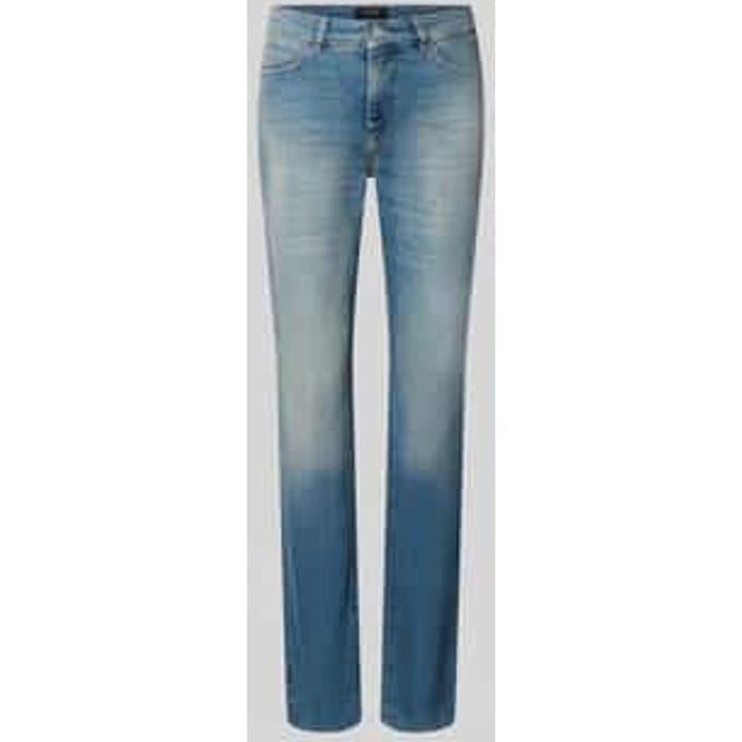 High waist slim fit jeans met labelpatch