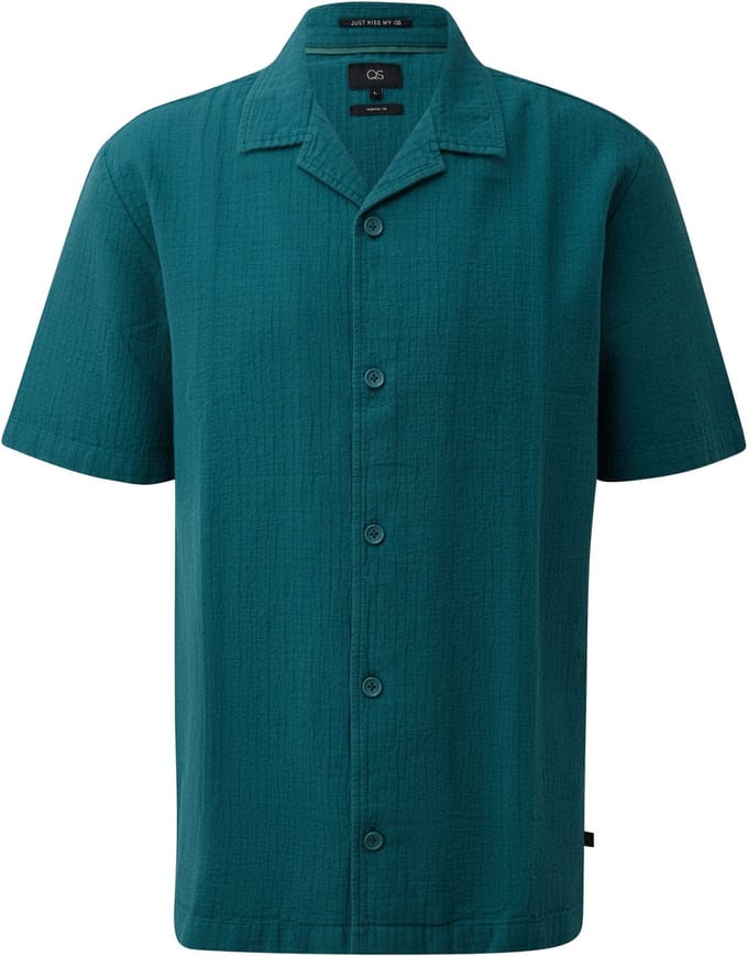 Casual Textured Katoenen Overhemd met Revers QS
