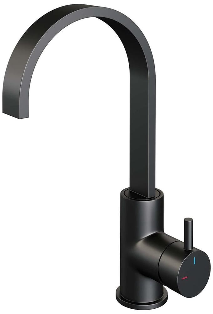 Brauer Black Edition Hoge Opbouw Wastafelmengkraan met Draaibare Platte Uitloop Model B Mat Zwart