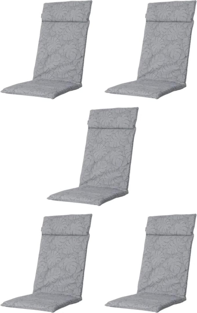 Madison - Tuinkussen - Lage Rug - 5 st - Outdoor Palm Grey - 105x50cm