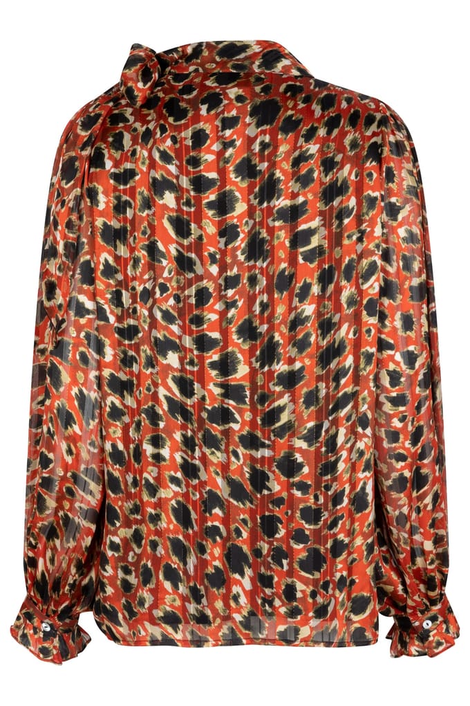 EsQualo Blouse Shawl Collar Leopard Skins Print Größe: 36 | Blusen Outlet | Damen