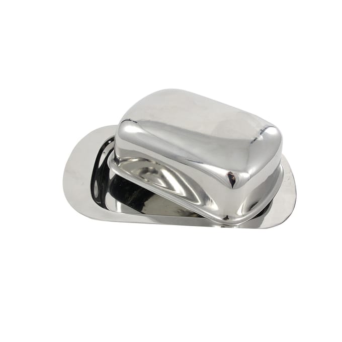 Botervloot met deksel - RVS - zilver - 19 x 15 cm
