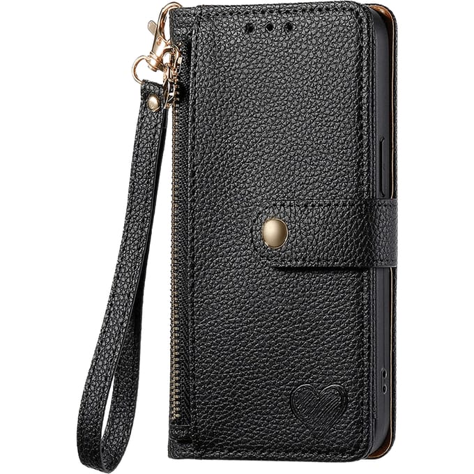 Mocaa Samsung Galaxy A25 Love Heart Wallet Hoesje Zwart